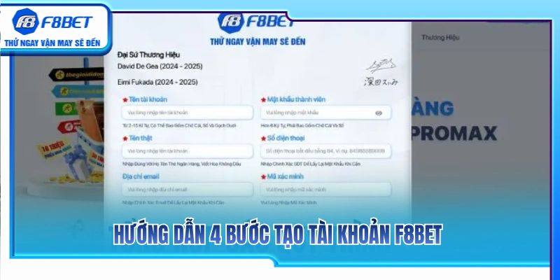 Tạo Tài Khoản F8BET 2 Chi tiết 4 bước đăng ký tài khoản cực đơn giản